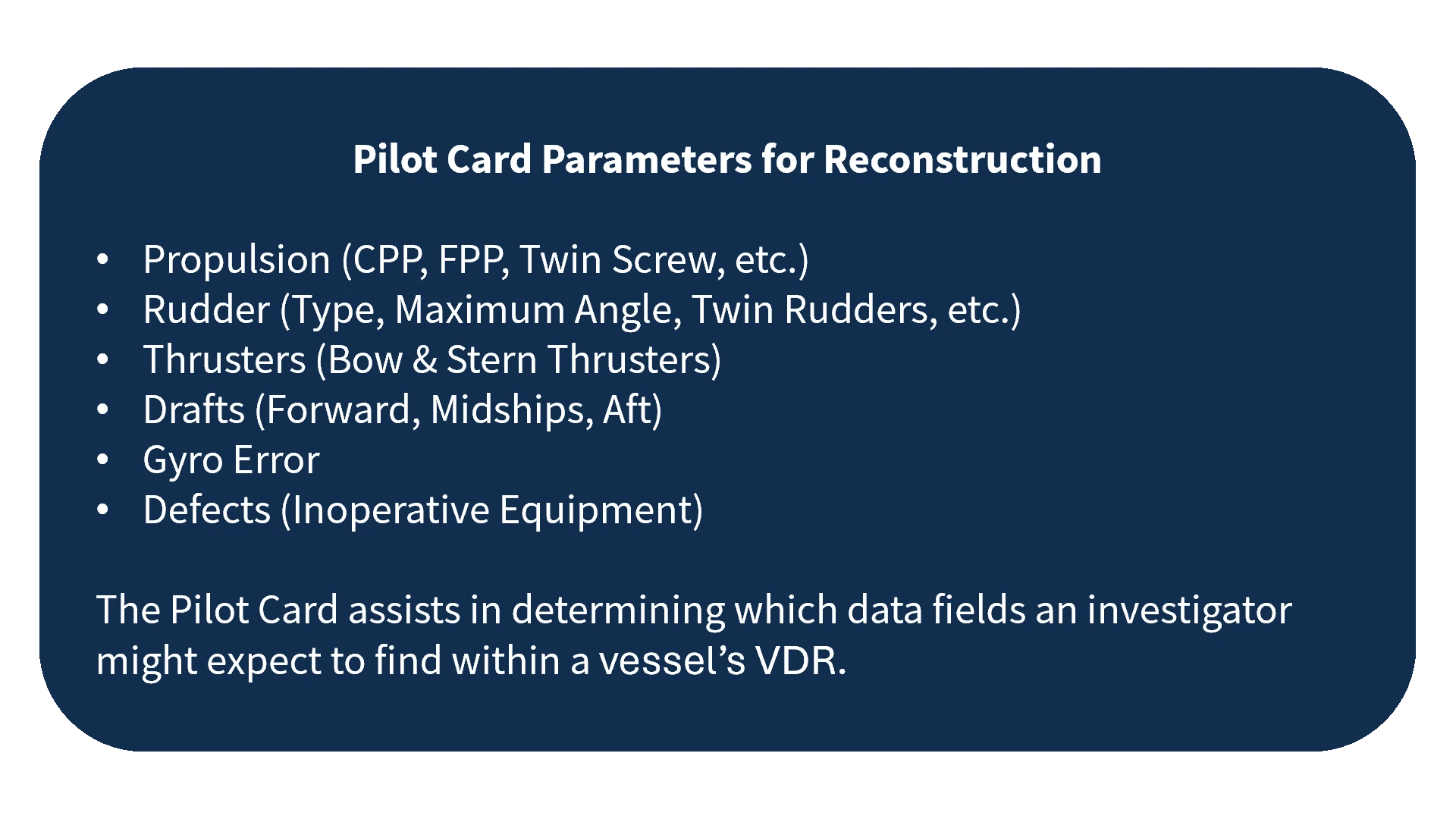 Pilot Card Parameters for Reconstruction
